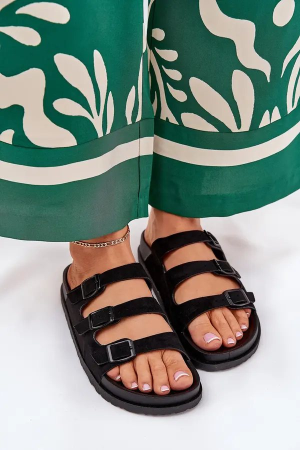 Boto Boto Womens Slippers With Straps And Buckles Black Uliri