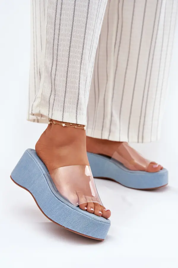 Boto Boto Women's Slippers With Transparent Strap On Wedge Jeans Meltiana