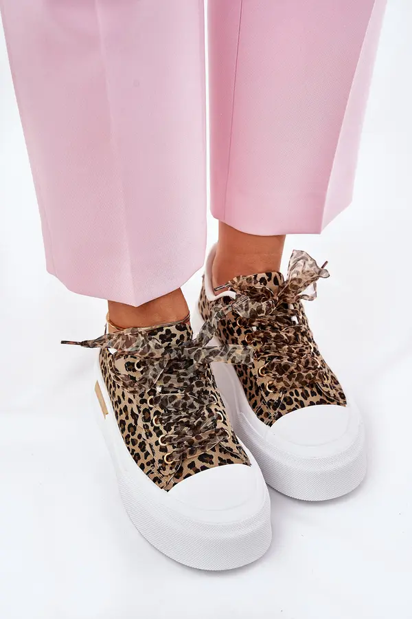 Boto Boto Womens Sneakers On Massive Platform With Decorative Lacing Leopard Brown Zidora