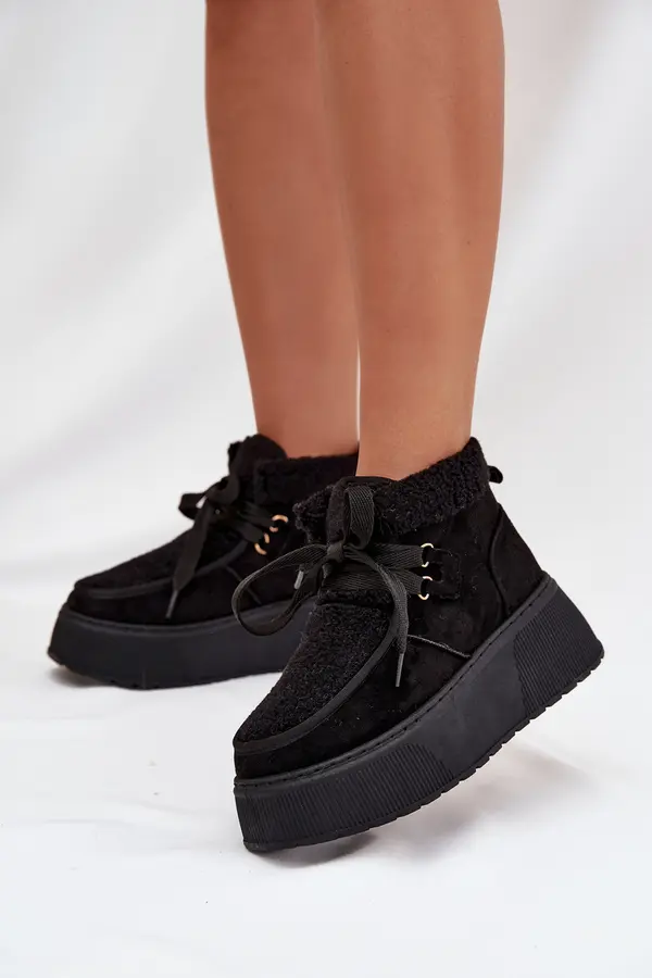 Boto Boto Women's Snow Boots On Platform With Fur Black Florivelle