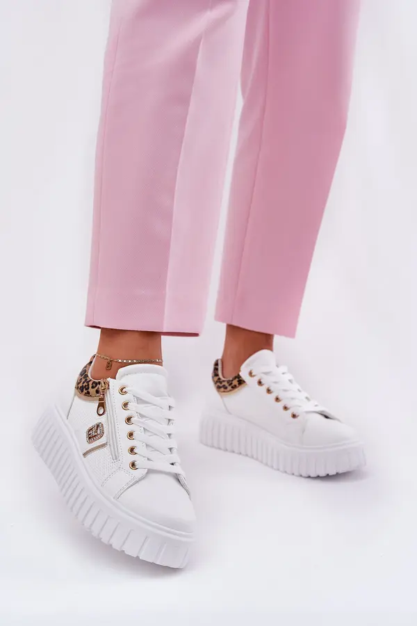 Boto Boto Women's Sports Shoes On Platform Made Of Eco Leather Panther White Velionna