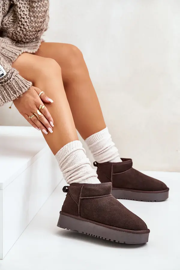 Boto Boto Women's Suede Snow Boots On Platform Brown Nereviana