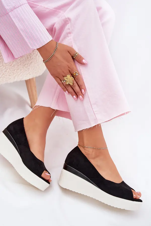 Boto Boto Women's Wedge Sandals Made of Eco Suede Black Velira