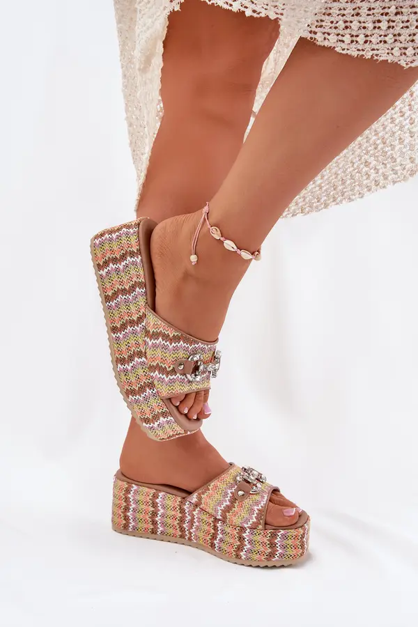 Boto Boto Womens Wedge Sandals With Braiding And Decoration Multicolor Isolene