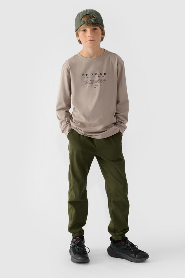 4F Boys Jogger Casual Pants Plain 4F Khaki 4FJWMM00TTR