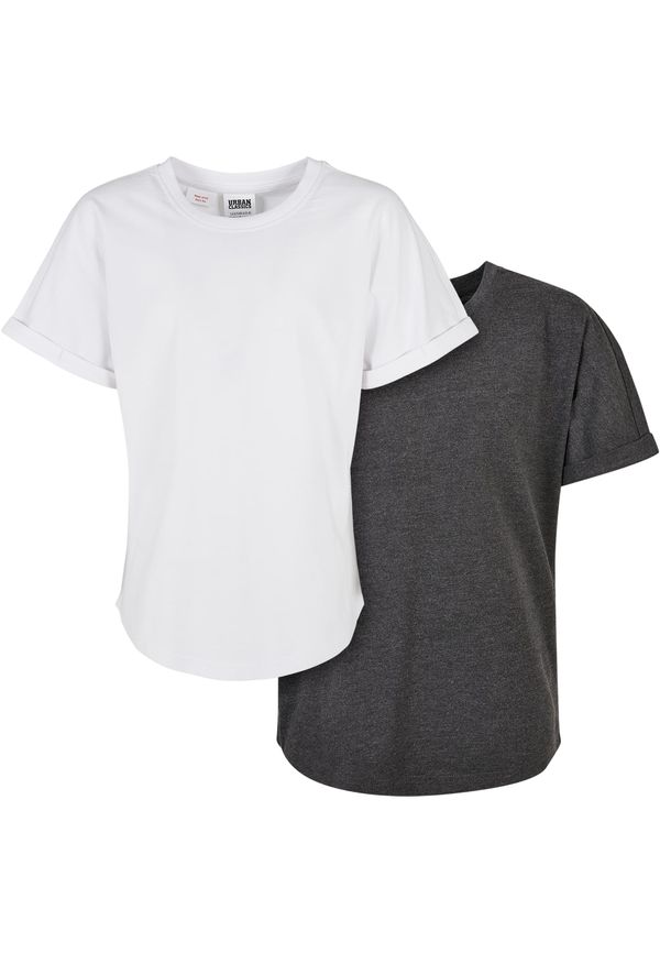 Urban Classics Kids Boys Long Shaped Turnup Tee 2-Pack Charcoal+White