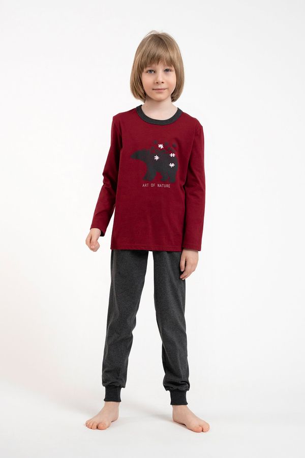 Italian Fashion Boys' pyjamas Morten, long sleeves, long trousers - burgundy/dark melange