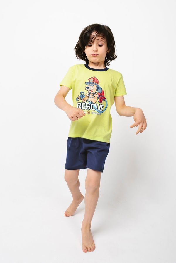 Italian Fashion Boys' pyjamas Remek, short sleeves, short legs - green/navy blue