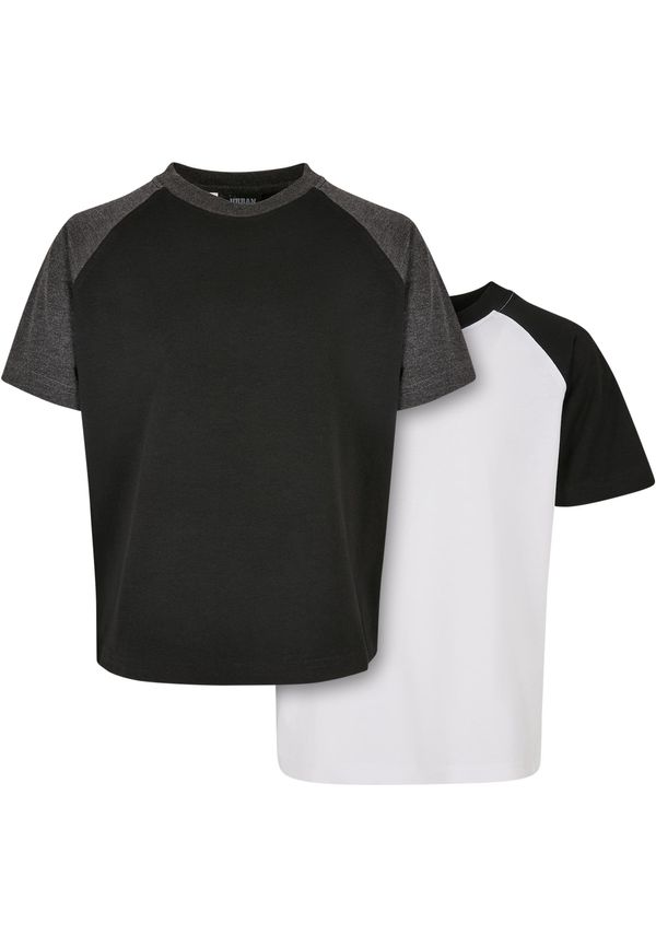 Urban Classics Kids Boys Raglan Contrast Tee 2-Pack White/Black+Black/Charcoal