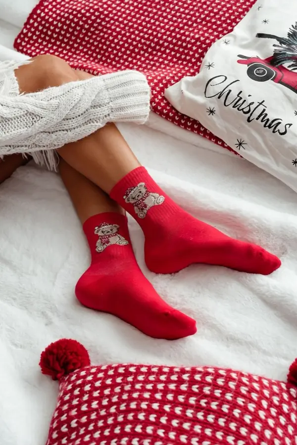 Milena Božične nogavice Milena z medvedkom