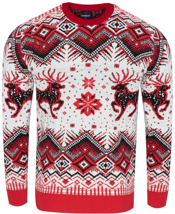 ARMA Božični pulover ARMA rdeče-bel