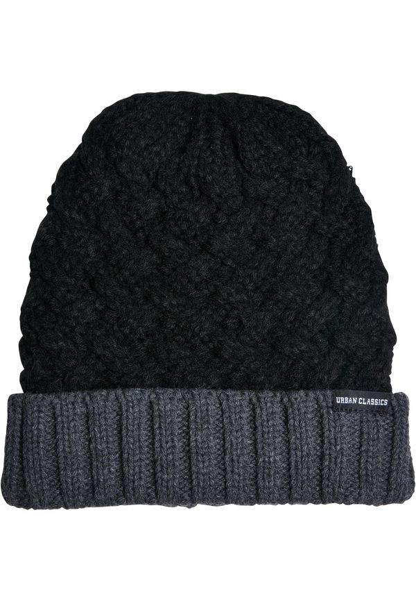 Urban Classics Accessoires Braid Knit Beanie Black/Heather Grey