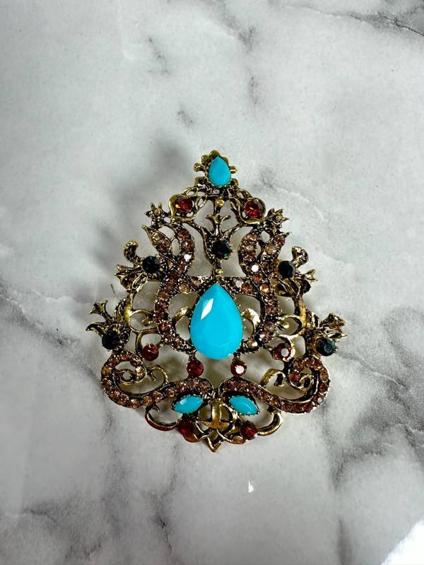 Kesi Brooch XZ459-191 gold + blue