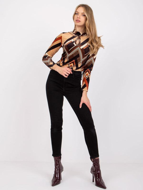 Fashionhunters Brown and beige velour blouse Pari