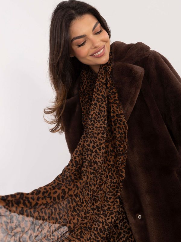 Fashionhunters Brown and black scarf with animal prints