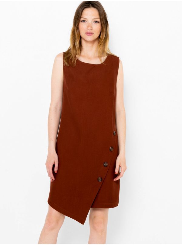 CAMAIEU Brown Asymmetrical Dress with Decorative Buttons CAMAIEU - Women