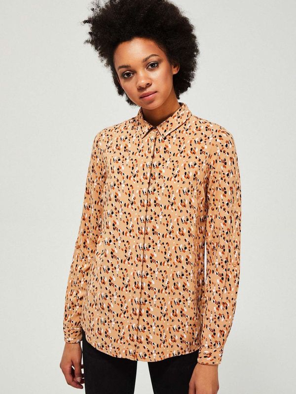 Moodo Brown button-up shirt with Moodo pattern