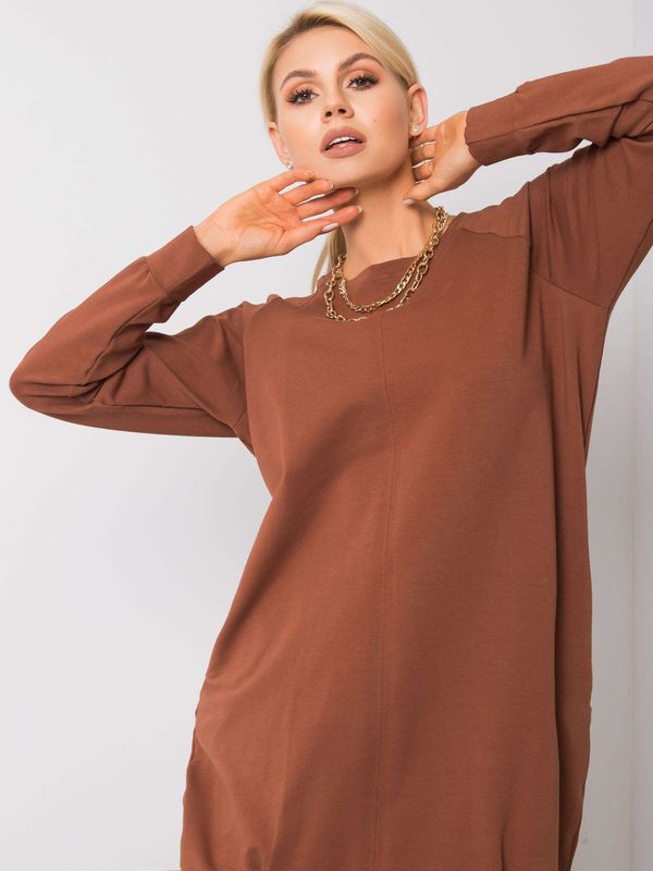 Fashionhunters Brown cotton dress