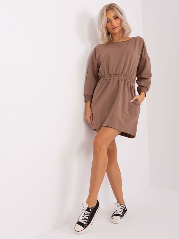 Fashionhunters Brown flowing sweatshirt dress