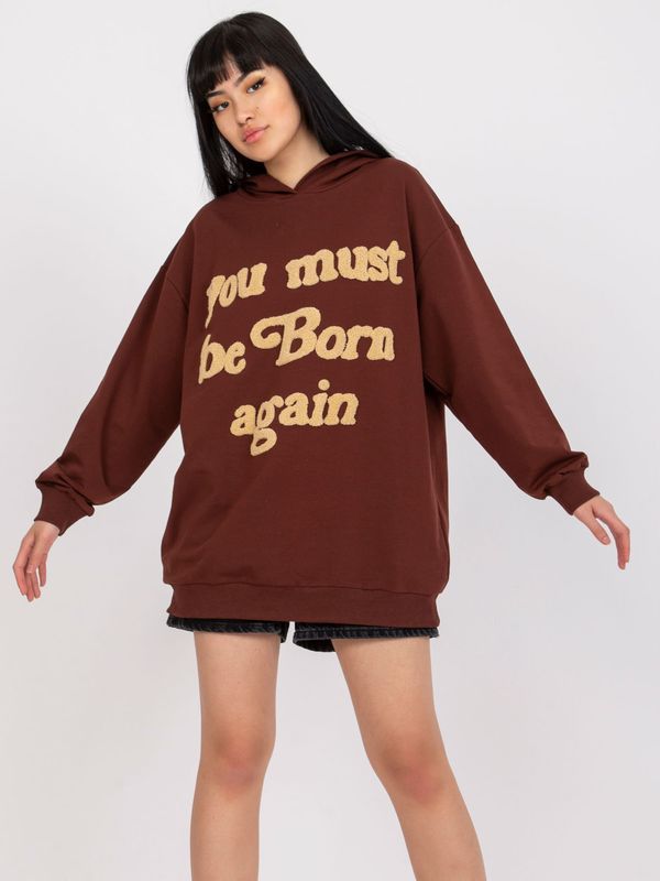 Fashionhunters Brown hoodie with long sleeves