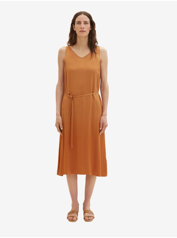 Tom Tailor Brown Ladies Midi-Dresses Tom Tailor - Ladies