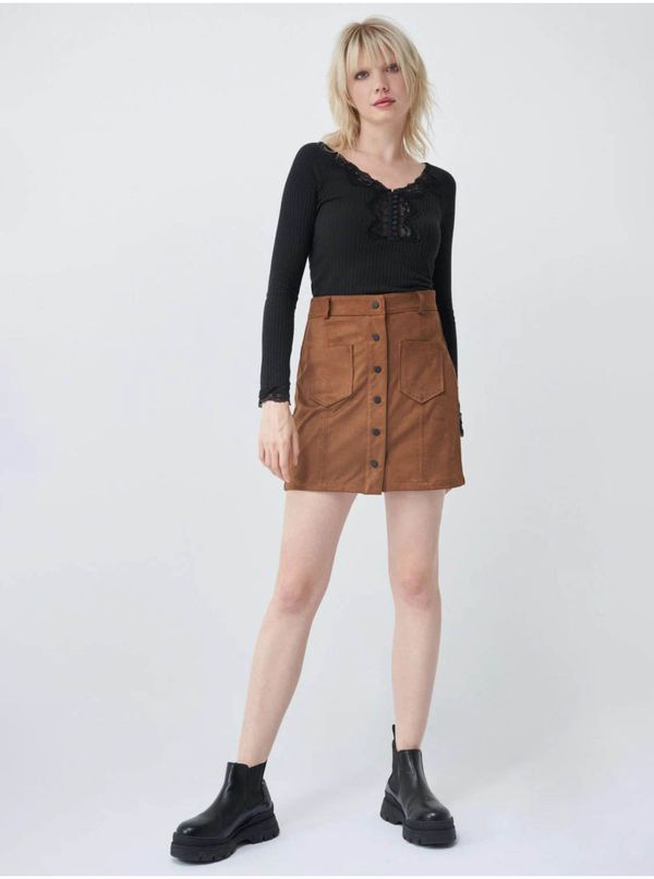 Salsa Jeans Brown mini skirt in suede finish Salsa Jeans - Women