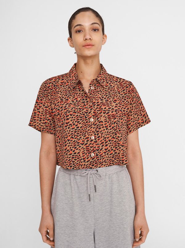 Noisy May Brown patterned short shirt Noisy May Nika - Women