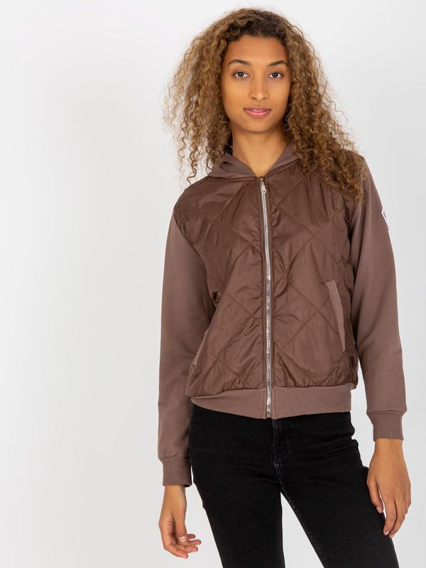 Fashionhunters Brown quilted bomber sweatshirt RUE PARIS with pockets