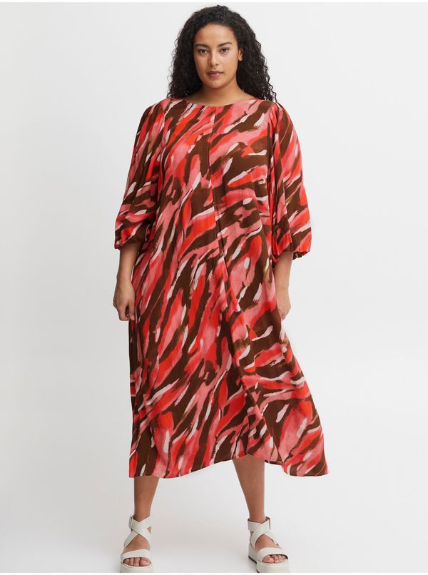 Fransa Brown-Red Woman Patterned MaxiDress Fransa - Women