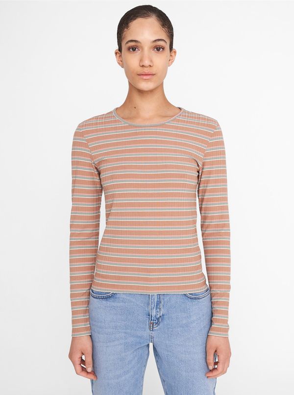 Noisy May Brown Striped T-Shirt Noisy May Stevie - Women