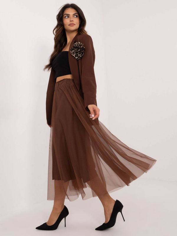 Fashionhunters Brown tulle skirt with elastic waistband