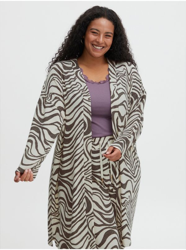 Fransa Brown-White Patterned Ladies Cardigan Fransa - Ladies