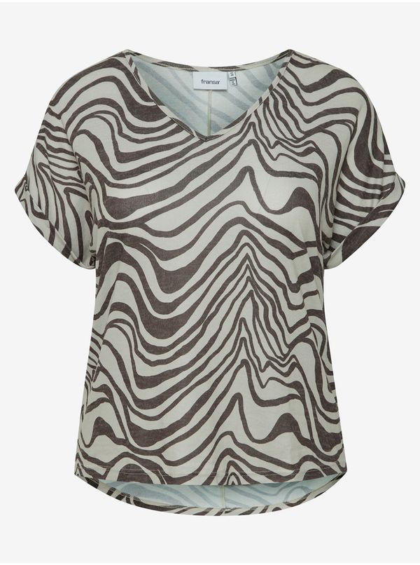 Fransa Brown-white patterned women T-Shirt Fransa - Women