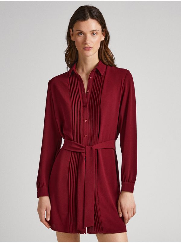 Pepe Jeans Burgundy Ladies Shirt Dress Pepe Jeans Gissa - Ladies