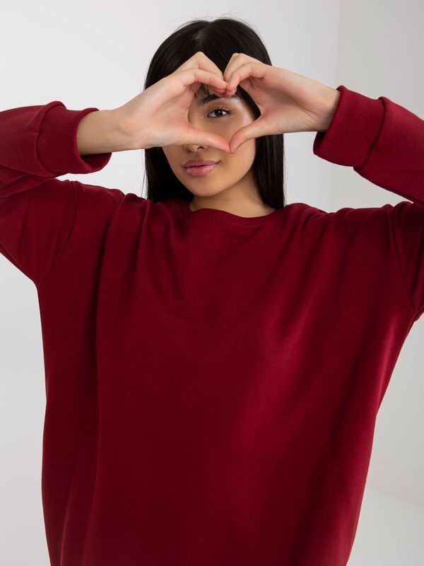 Fashionhunters Burgundy long basic oversize sweatshirt