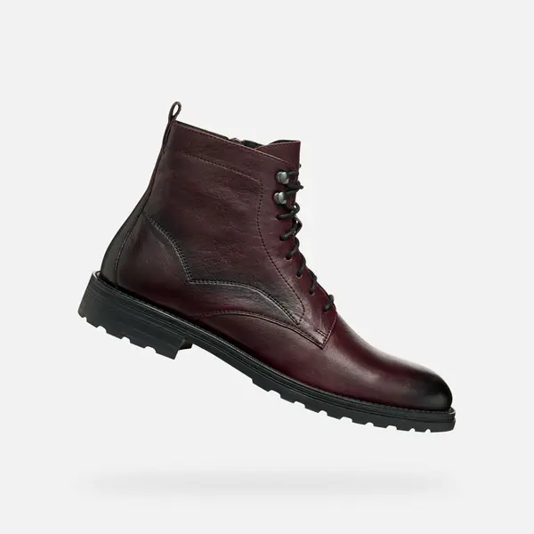 GEOX Burgundy men's ankle boots Geox Redclif - Men's
