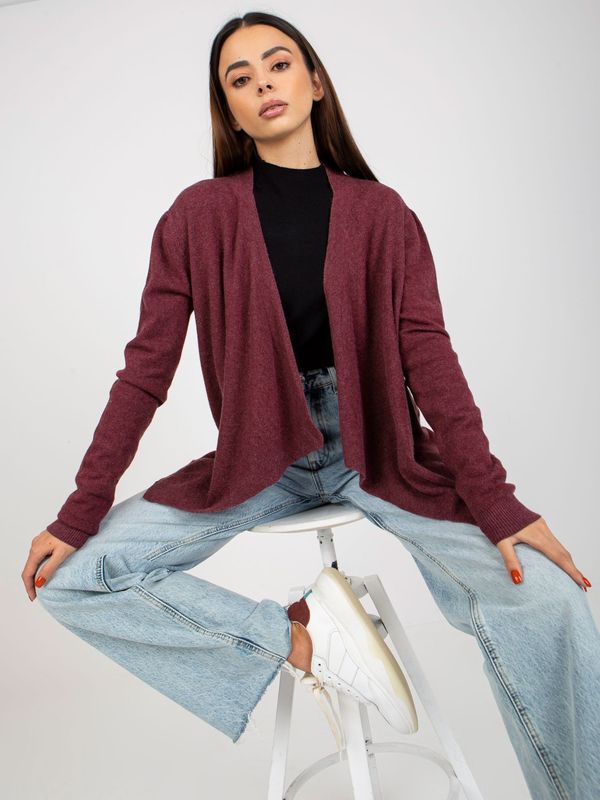 Fashionhunters Burgundy short asymmetrical cardigan without closure