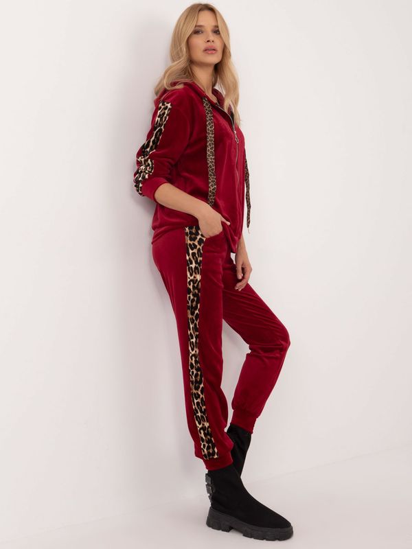 Fashionhunters Burgundy velvet set