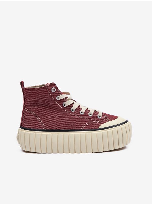 Diesel Burgundy women's ankle sneakers on Diesel Hanami platform - Women's