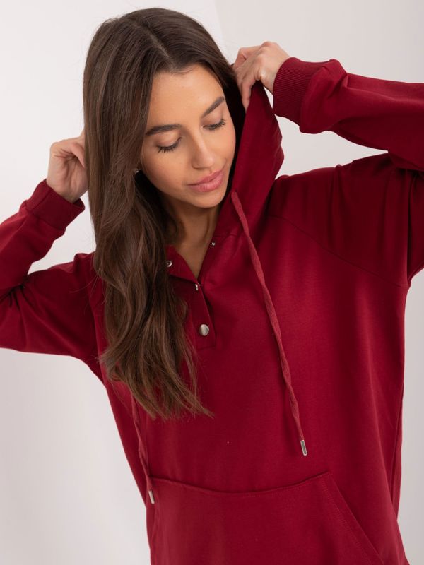 Fashionhunters Burgundy women's kangaroo hoodie