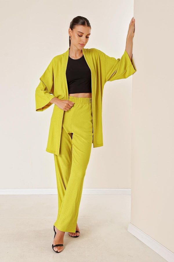 By Saygı By Saygı Crescent hlače Kimono obleka z žepom OLIVE