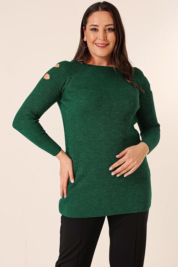 By Saygı By Saygı Off-the-Shoulder Plus Size Sports Tunic Sweater