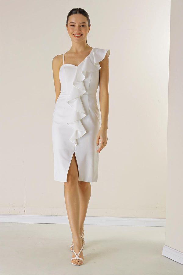 By Saygı By Saygı One Shoulder Slit Evening Dress