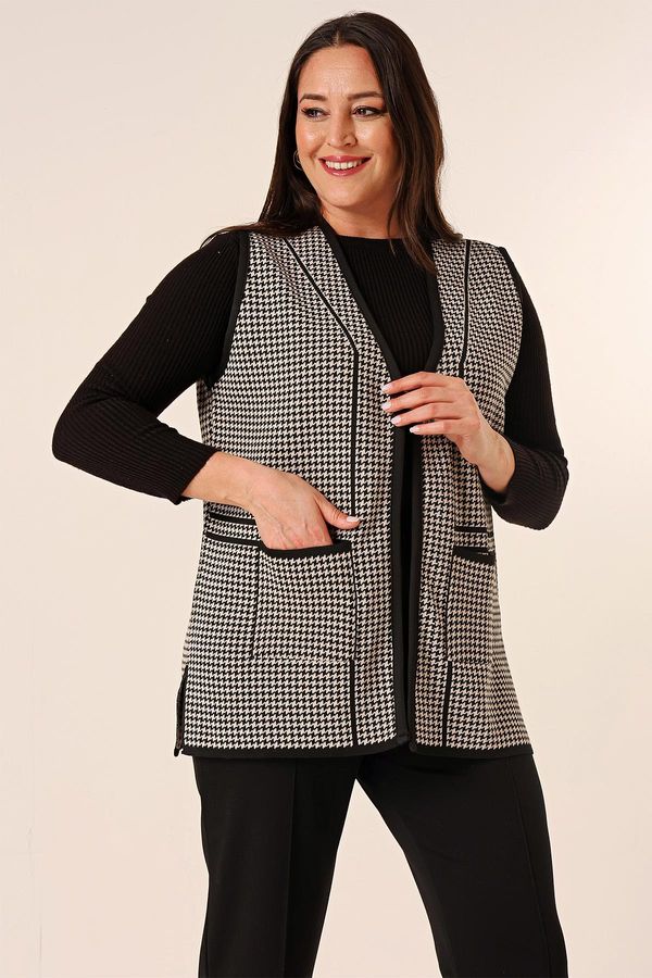 By Saygı By Saygı Zigzag Patterned Plus Size Knitwear Vest with Pockets
