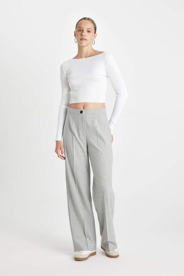 DEFACTO C6402AX/GR28 Defacto Women's Canvas Pants LT. GREY MELANGE