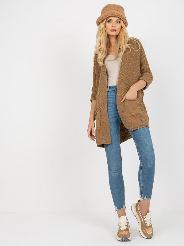 Fashionhunters Camel loose cardigan with pockets RUE PARIS