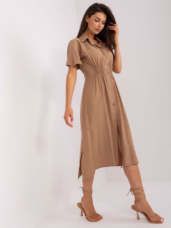 Fashionhunters Camel midi shirt by ZULUNA