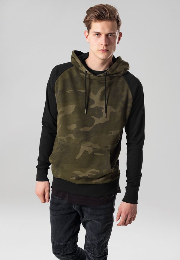 Urban Classics Camo Contrast Raglan Hoody olive camo/blk