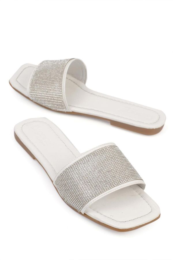 Capone Outfitters Capone Outfitters Women's Slippers with Capone Stones and Single Strap, Flat Heel.