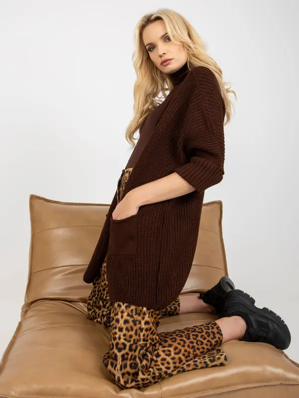 RUE PARIS Cardigan-LO-SW-LK-3002.98P-dark brown